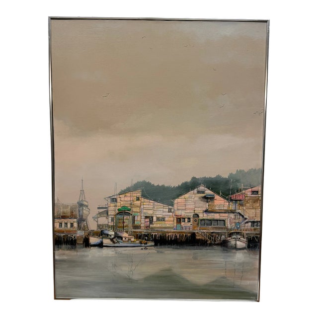 Patricia Sedlak California Wharf Painting, 1984 For Sale