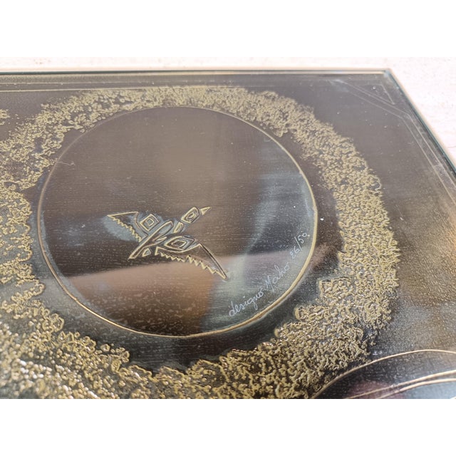 Hollywood Regency Vintage Etched Brass Coffee Table from Georges Mathias, 1970s For Sale - Image 3 of 12