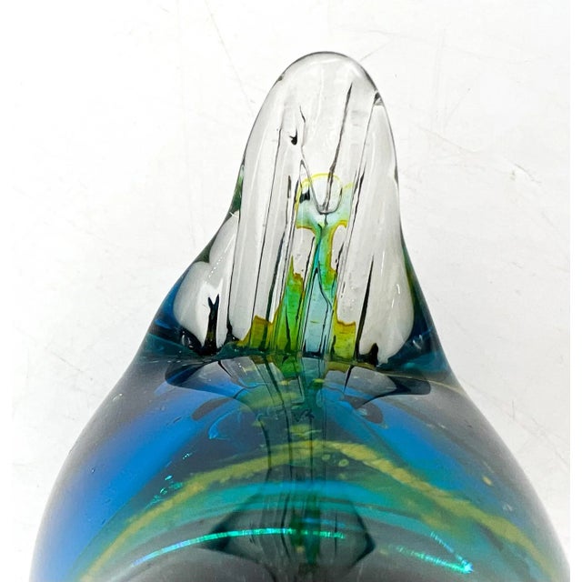 Vintage Mdina From Malta Hand Blown Glass Bird Paperweight Figurine For Sale - Image 11 of 12