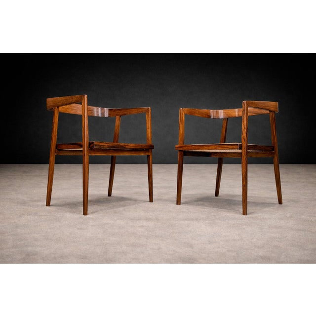 Pair of Brazilian Modern Armchairs in Rosewood and Cane, Joaquim Tenreiro, 1950s For Sale In New York - Image 6 of 14