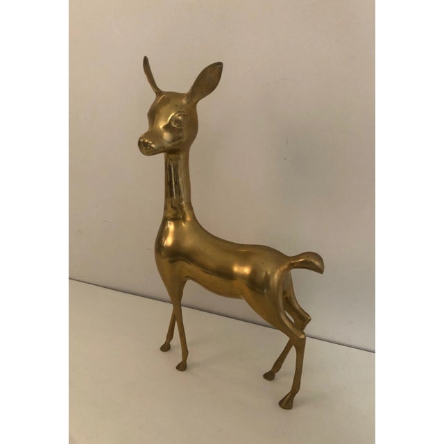 Mid-Century Modern Brass Doe Sculpture, French, Circa 1970 For Sale - Image 3 of 11