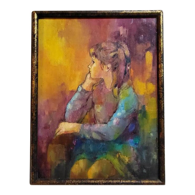 Charming Portrait of a Young Girl Oil Painting For Sale