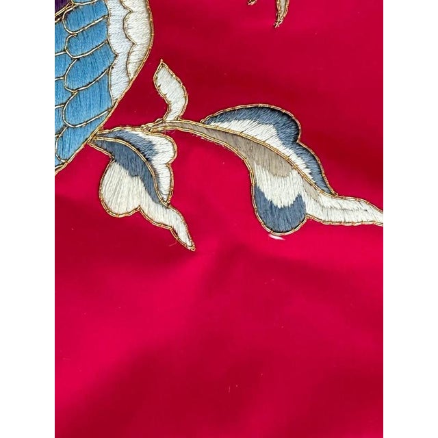 Red Vintage Silk and Metal Chinese Embroidery Dragon Design, 1950s For Sale - Image 8 of 18