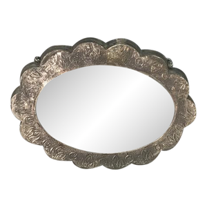 Mid 20th Century Turkish 800 Sterling Silver Decorative Oval Mirror