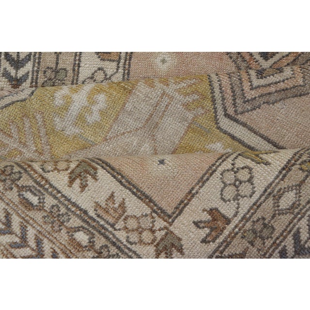 Antique Turkish Oushak Runner With Soft Gold and Celadon Geometric Medallions For Sale - Image 12 of 13