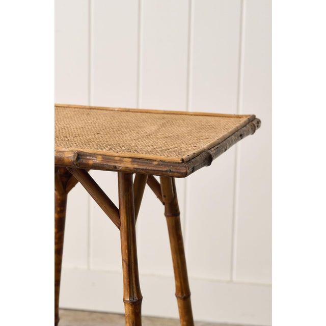 Wood 19th Century Tortoise Bamboo Two Tier Single Side Table For Sale - Image 7 of 8