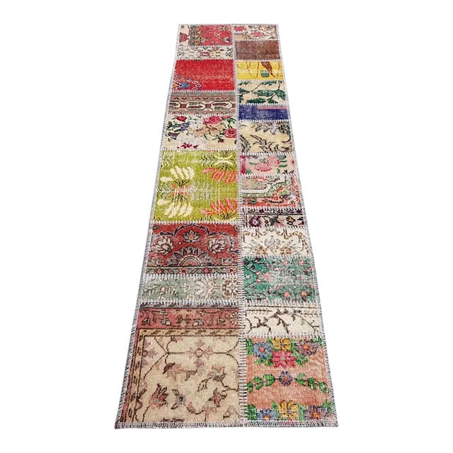 Mid 20th Century Bohemian Oushak Wool Runner Rug For Sale