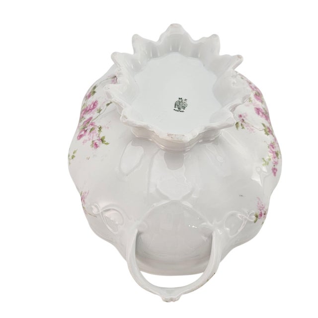 Mz Austria Antique Porcelain Rose Tureen, Covered Footed Serving Dish 14.5" For Sale - Image 10 of 17