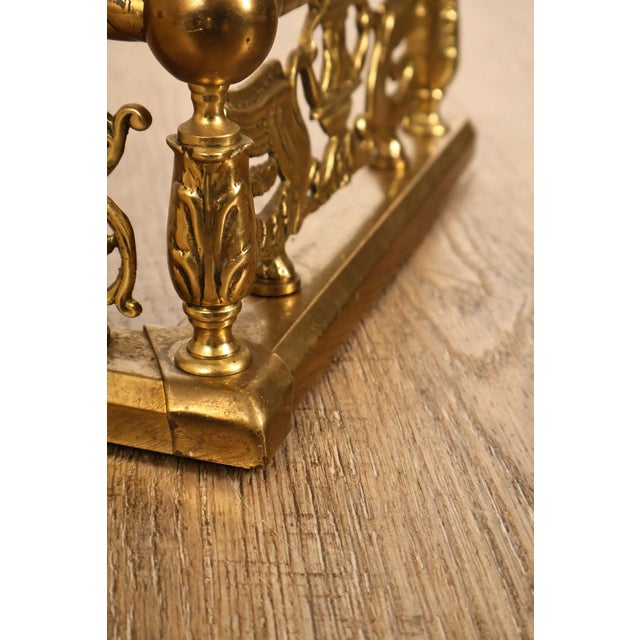 Metal Neoclassical Style Brass Fireplace Fender For Sale - Image 7 of 18