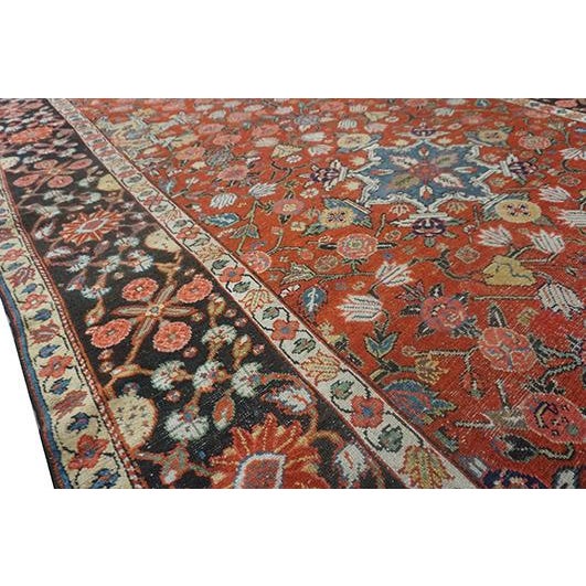 Persian 1890s Red Geometric Antique n.w. Persian Rug 6'3"x15'2" Handknotted Wool Carpet Runner For Sale - Image 3 of 8