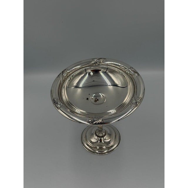 Traditional Antique Sterling Silver Pedestal Compote / Tazza With Classical Rim Detail For Sale - Image 3 of 6