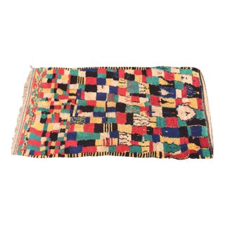 Vintage Multi Colored Moroccan Azilal Rug - 4'7" X 8'7" For Sale