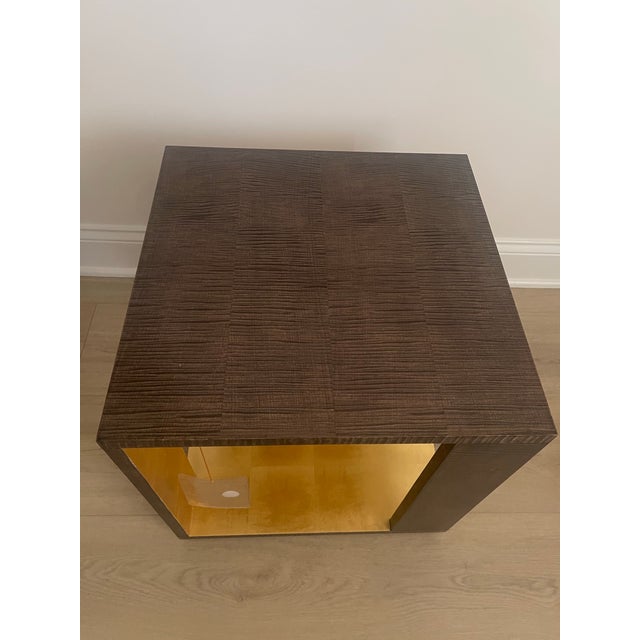 Theodore Alexander Metallic Signature Side Table Gold Leaf Platinum Sycamore Bunching For Sale - Image 11 of 12