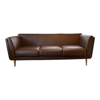 Mid-Century Modern Leather & Walnut Goetz Sofa for Herman Miller For Sale
