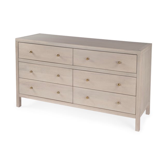 Nora 60 in W. Rectangular Wood 6 Drawer Dresser, Antique Taupe For Sale - Image 9 of 9