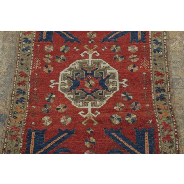 Hand-knotted in wool circa 1900 this 2x3 antique Turkish Yastik rug is a charming example of Anatolian village weaving,...