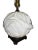 White Vintage Coy Fish Relief Lamp With Green Shade For Sale - Image 8 of 10
