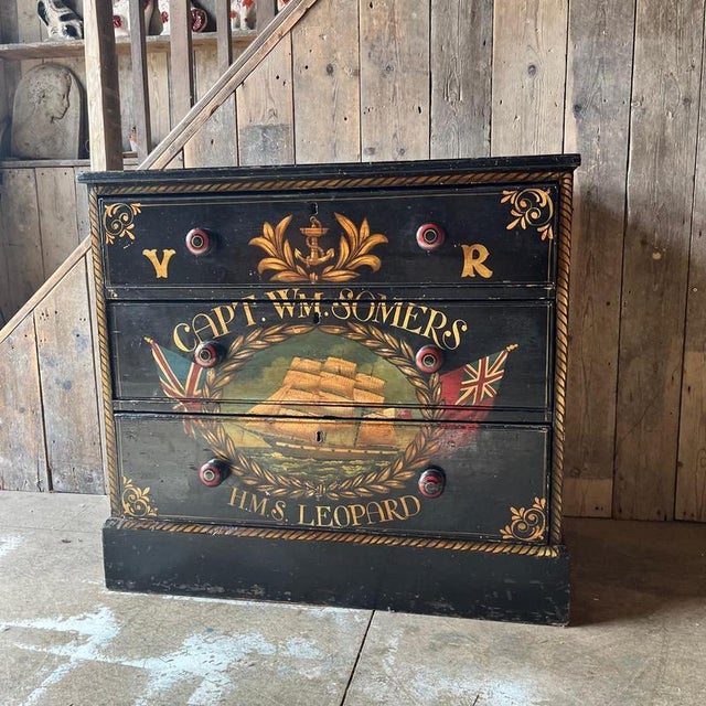 Black Victorian Pine Painted Chest of Drawers For Sale - Image 8 of 8