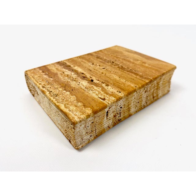 Italian Travertine Bookend in the Shape of Book attributed to Fratelli Manelli, 1960s For Sale - Image 4 of 7
