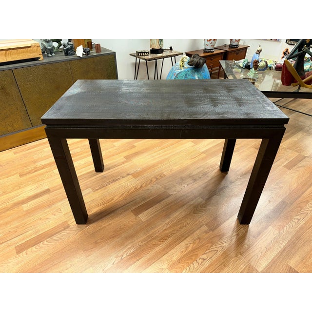 1990s Faux Snakeskin Game Table with Removable Top For Sale - Image 4 of 12