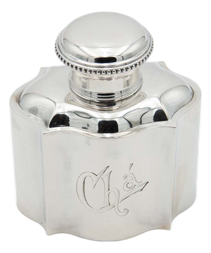 Plain Silver Tea Flask with Pearly Reliefs