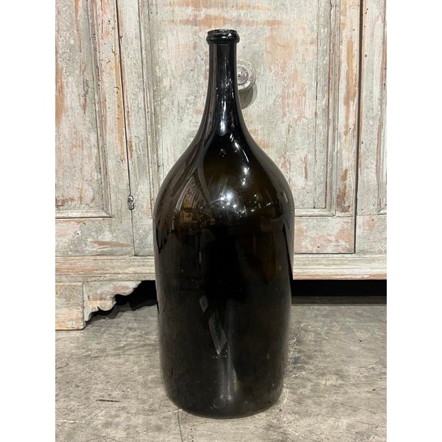 French Large Antique French Hand Blown and Painted Wine Bottle, Normandy, Circa 1880s For Sale - Image 3 of 7
