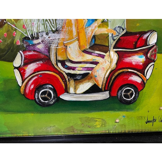 1980s Original Jennifer Garant Two for the Road Golf Pop Acrylic Painting on Canvas For Sale In New York - Image 6 of 18