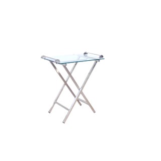 Silver & Glass Serving Table, 1960s For Sale