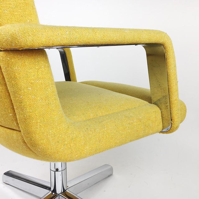 Vintage Chrome and Yellow Tweed Office Chair Chairish