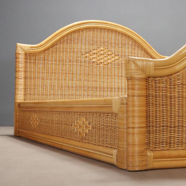 Wicker and Bamboo Bed, 1980s For Sale - Image 6 of 9