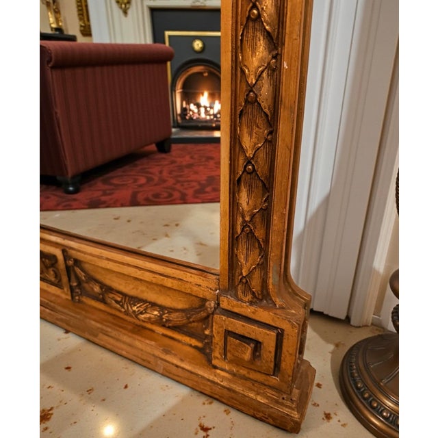 French Provincial 19th Century Circa 1880 French Imprt Louis XVI Giltwood Trumeau Antique Mirror For Sale - Image 3 of 7