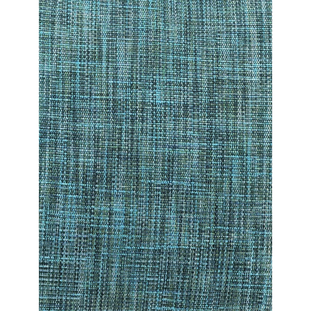 Teal Teal Tweed Throw Pillow Cover With Fringe For Sale - Image 8 of 8
