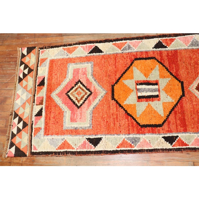 1940s Orange Tribal Turkish Anatolian Runner - 2'9" x 9'4" For Sale In New York - Image 6 of 18