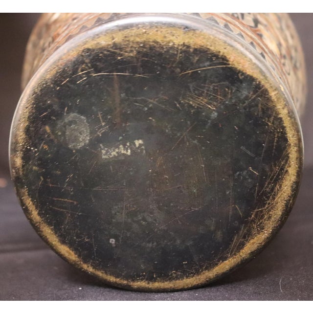 1960s Egyptian Cairo Ware Mixed Metal Pharaonic Revival Vase For Sale - Image 10 of 12