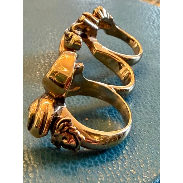 Metal 1990s Retro Versace Three-Finger Brass Knuckle Ring in Antique Gold For Sale - Image 7 of 12