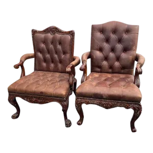 Theodore Alexander Leather Library Chairs- a Pair