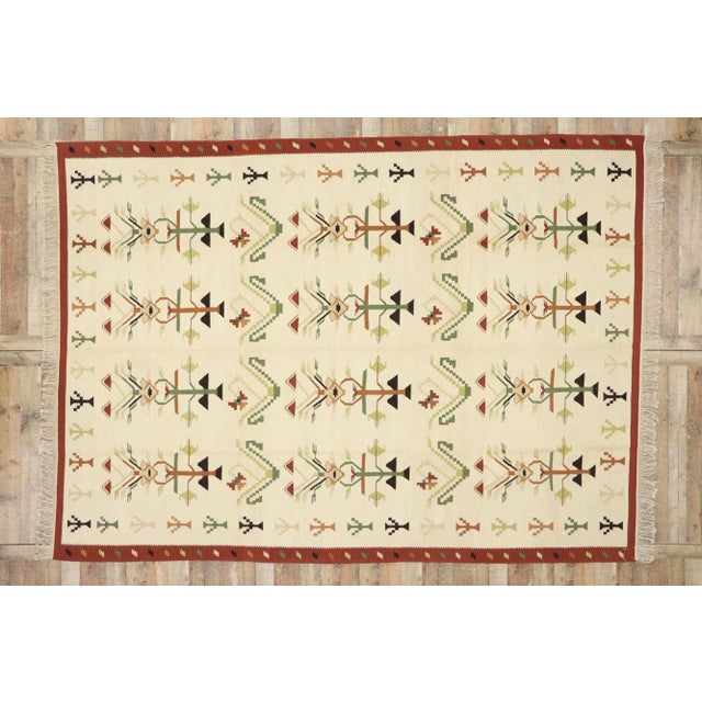 Beige Vintage Romanian Kilim Rug - 08'09 X 12'00 For Sale - Image 8 of 9