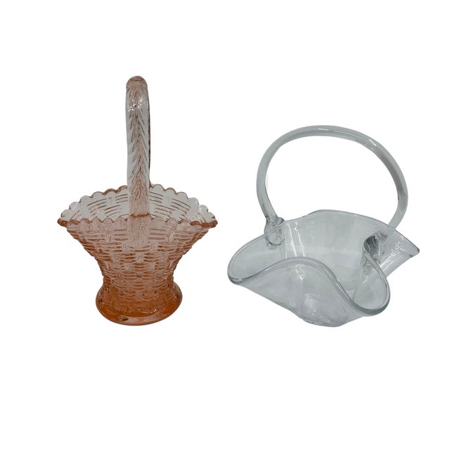 1950s Vintage Fenton Glass Basket Collection- A Set of 4 For Sale - Image 5 of 10