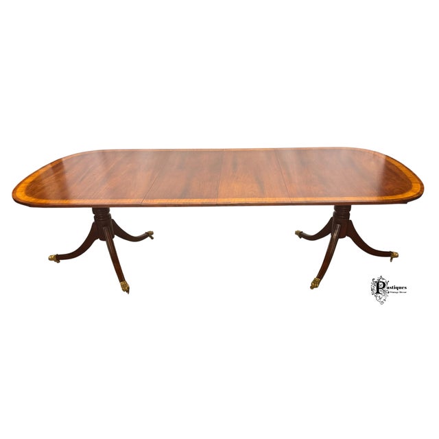 Vintage Traditional Federal Style Dining Table featuring High Quality Mahogany Construction, Beautiful Banded Inlays &...
