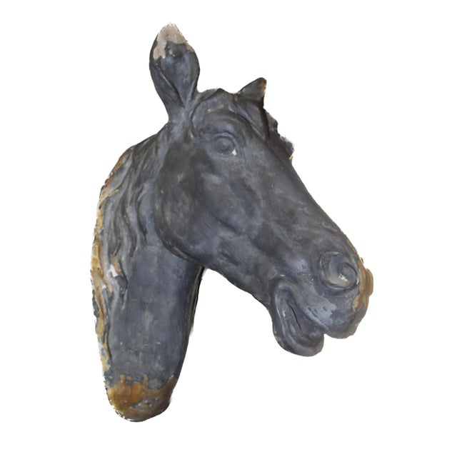 Realism Antique French Plaster Horse Head Wall Mount For Sale - Image 3 of 7