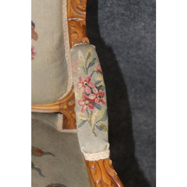 Pair Antique French Louis XV Style Aubusson Armchairs For Sale - Image 12 of 14