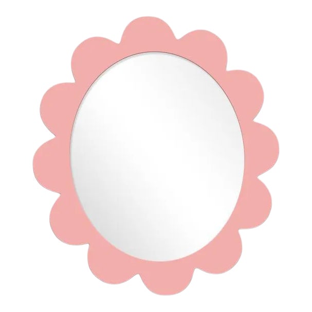 Fleur Home x Chairish Iris Oval Mirror in Pink Punch, 31x26 For Sale