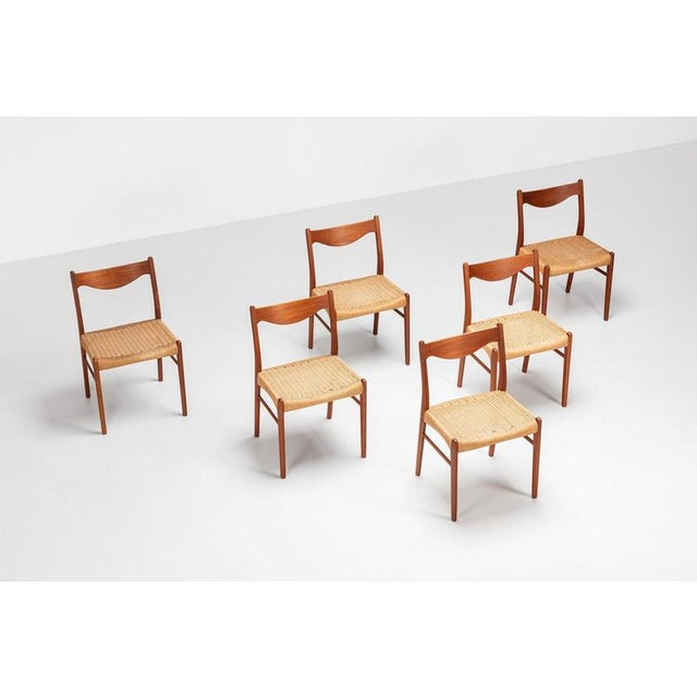 Wood Teak Dining Chairs Glyngore by Arne Wahl Iversen, Denmark, 1960, Set of 6 For Sale - Image 7 of 17