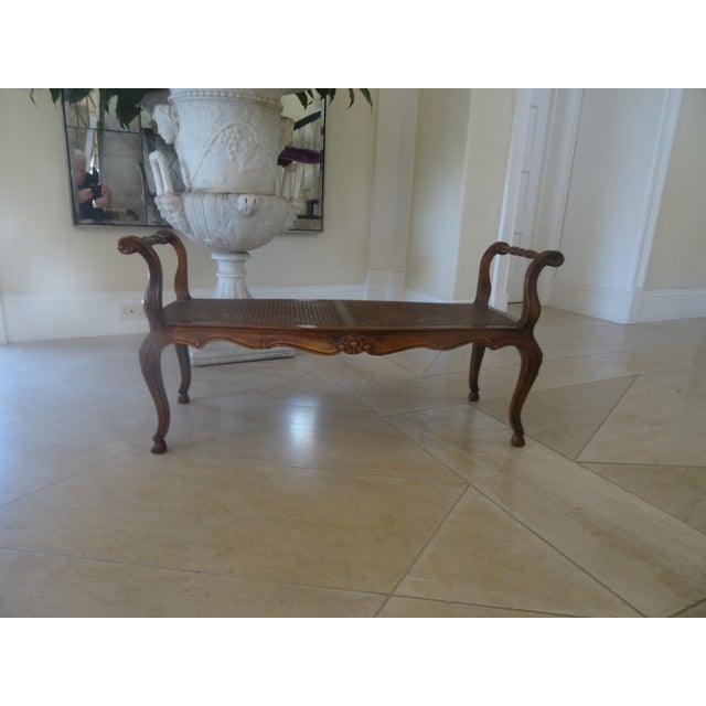 French Vintage French Walnut Bench For Sale - Image 3 of 10