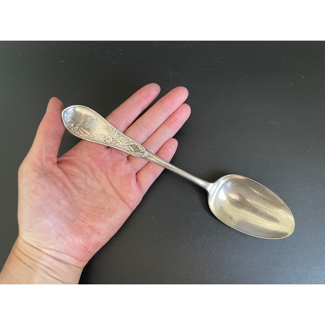 Metal Antique 1847 Rogers Bros Lily Silverplate 1874 Serving Spoon - Mono B For Sale - Image 7 of 8