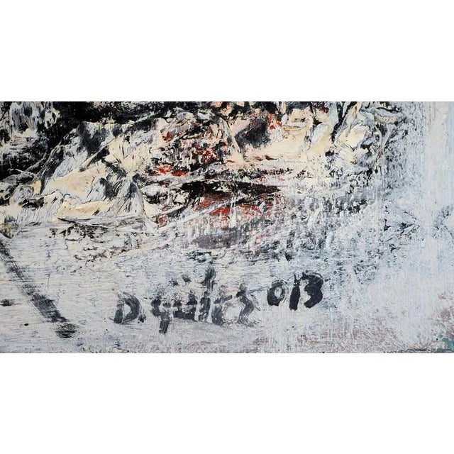 Dyap GULER (1960-2014) Portrait of an abstract man in black, blue and white, art brut Mixed technique, collage and oil...