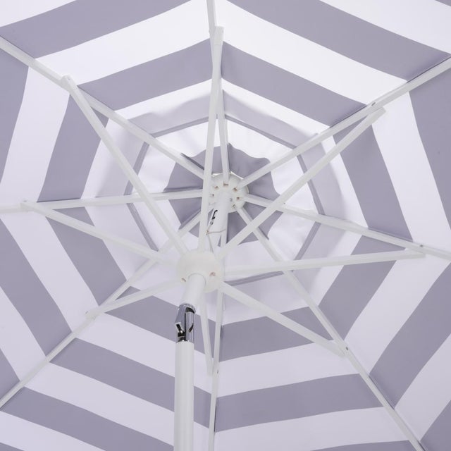 2020s Lucerna 9 Ft Crank Umbrella, Black Stripe/White Pole For Sale - Image 5 of 9