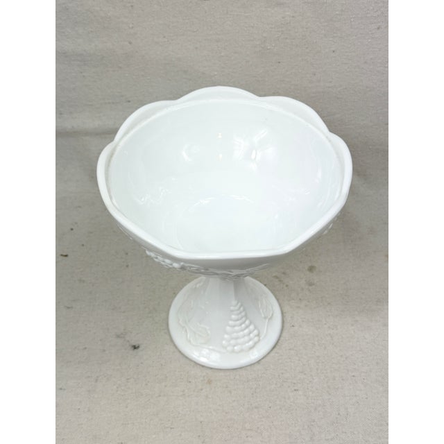 Mid 20th Century Vintage Grape Vine Design Scalloped Compote For Sale - Image 5 of 8