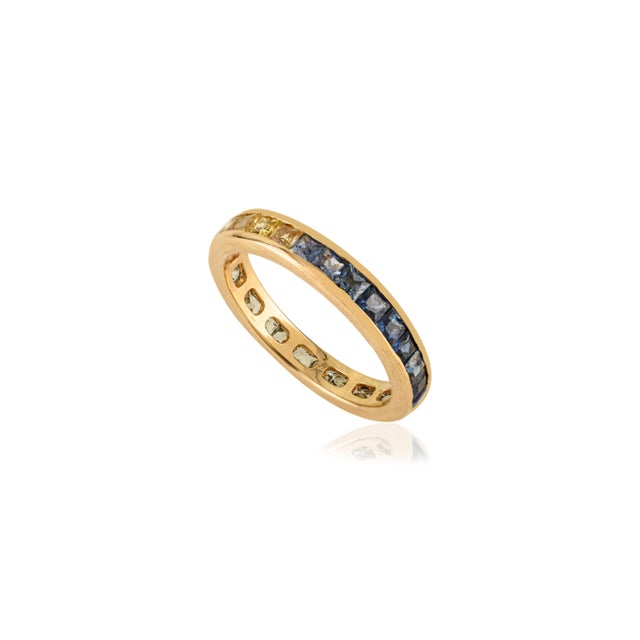 Not Yet Made - Made To Order 2.35Ct Princess Cut Multi-Sapphire Full Eternity Band Size 6.5 in 14k Solid Gold For Sale - Image 5 of 14