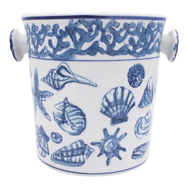 Vintage Coastal Ceramic Crock / Ice Bucket | Chairish